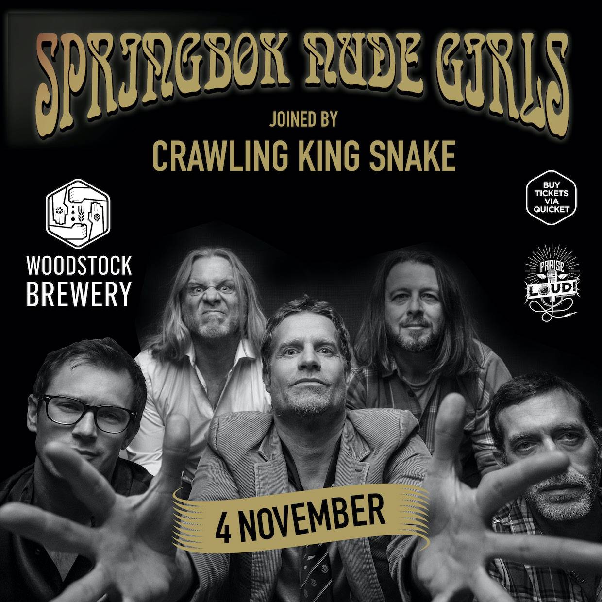 Springbok Nude Girls and Crawling King Snake - Wood Stock BreweryGiggity, Cape Town
