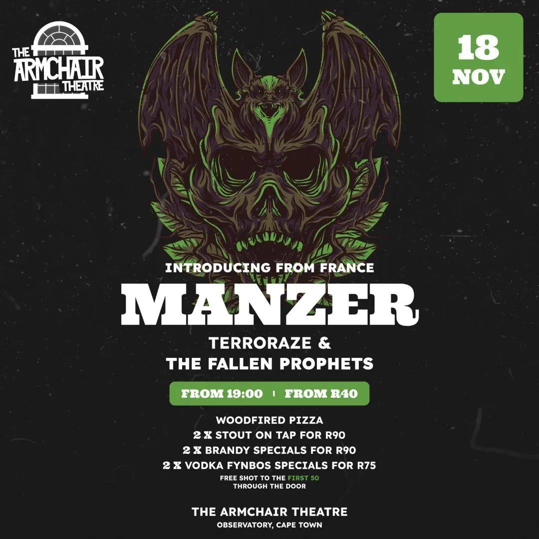 Manzer with Terroraze & The Fallen Prophets Live at The Armchair TheatreGiggity, Cape Town