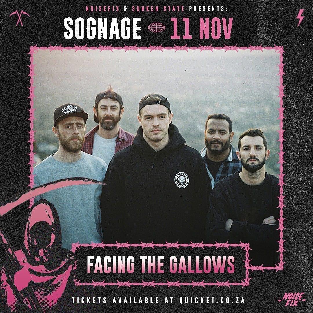 Don't miss out on an electrifying music event featuring Sognage and Facing the Gallows, presented by NOISEFIX & Sunken State. Get ready to experience an unforgettable night of vibrant live performances. Date: 11 Nov. Venue and ticket details coming soon!